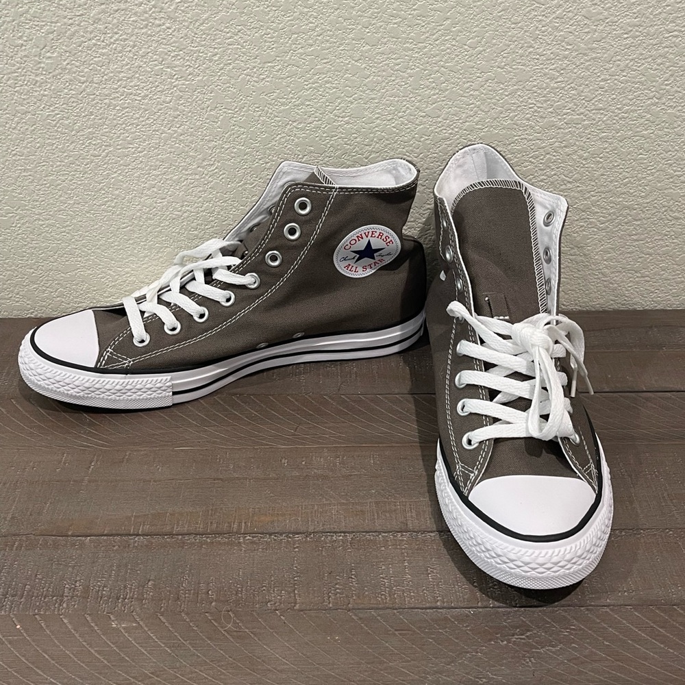 Dark grey high top Converse sneakers